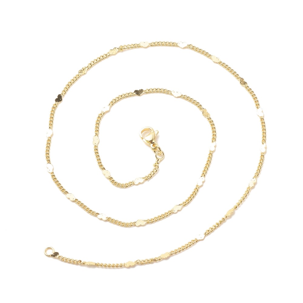 Cadena armada eslabón con corazón plano baño de oro / unidad3