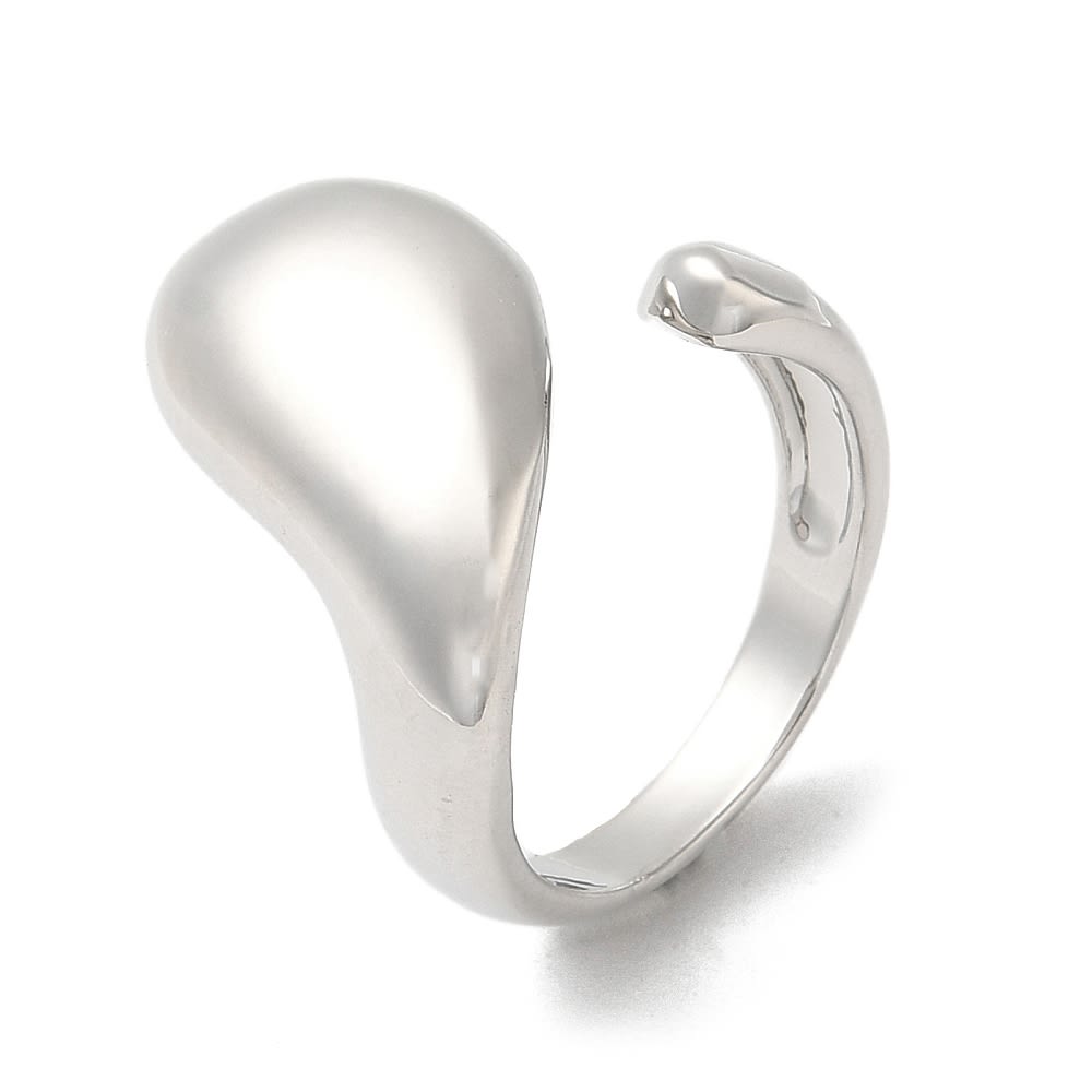 Anillo ajustable lágrima gota baño de oro platino / unidad2