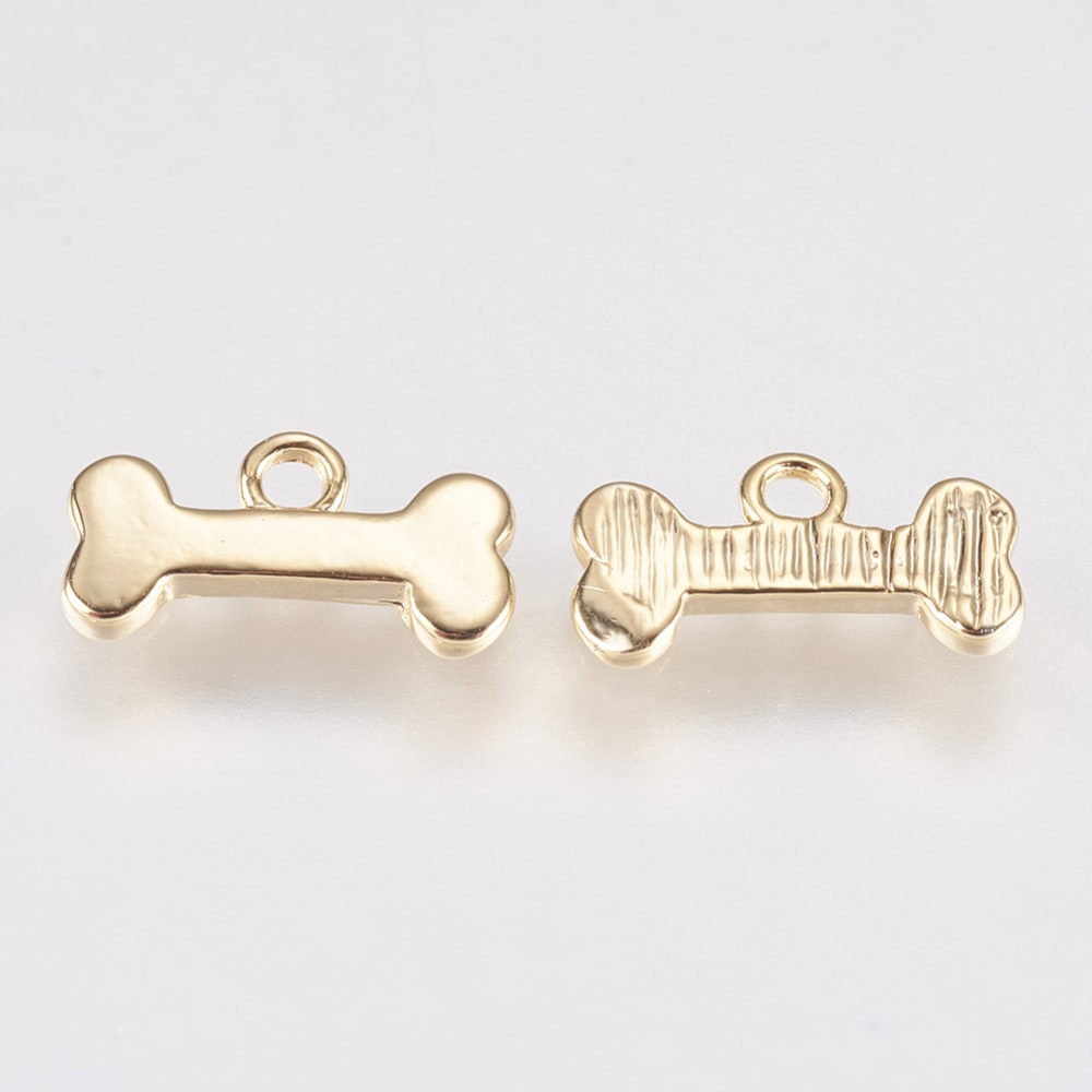 Dije colgante hueso 10 mm baño de oro / unidad2