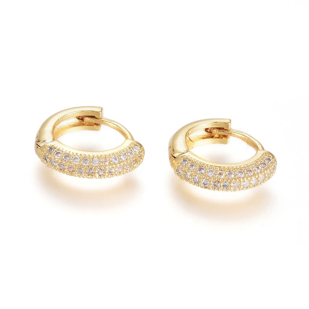 Aros argollas aretes baño de oro zircón niñas bebe damas / par1