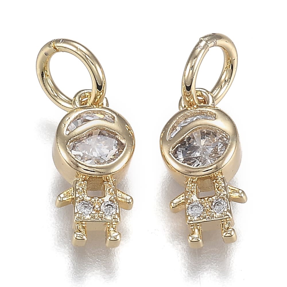 Dije colgante niña niño zircón 12 mm baño de oro / unidad4