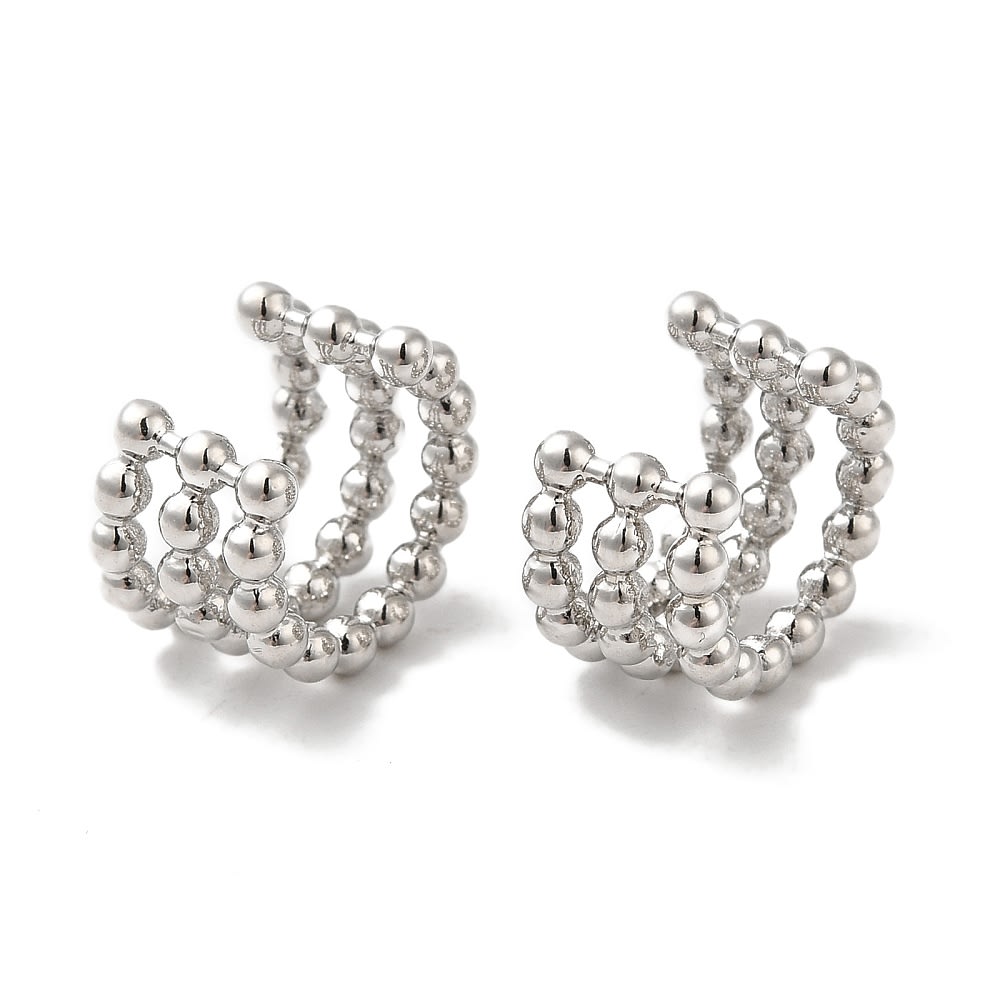 Ear cuff aros solitarios tres líneas balines baño oro / unidad4