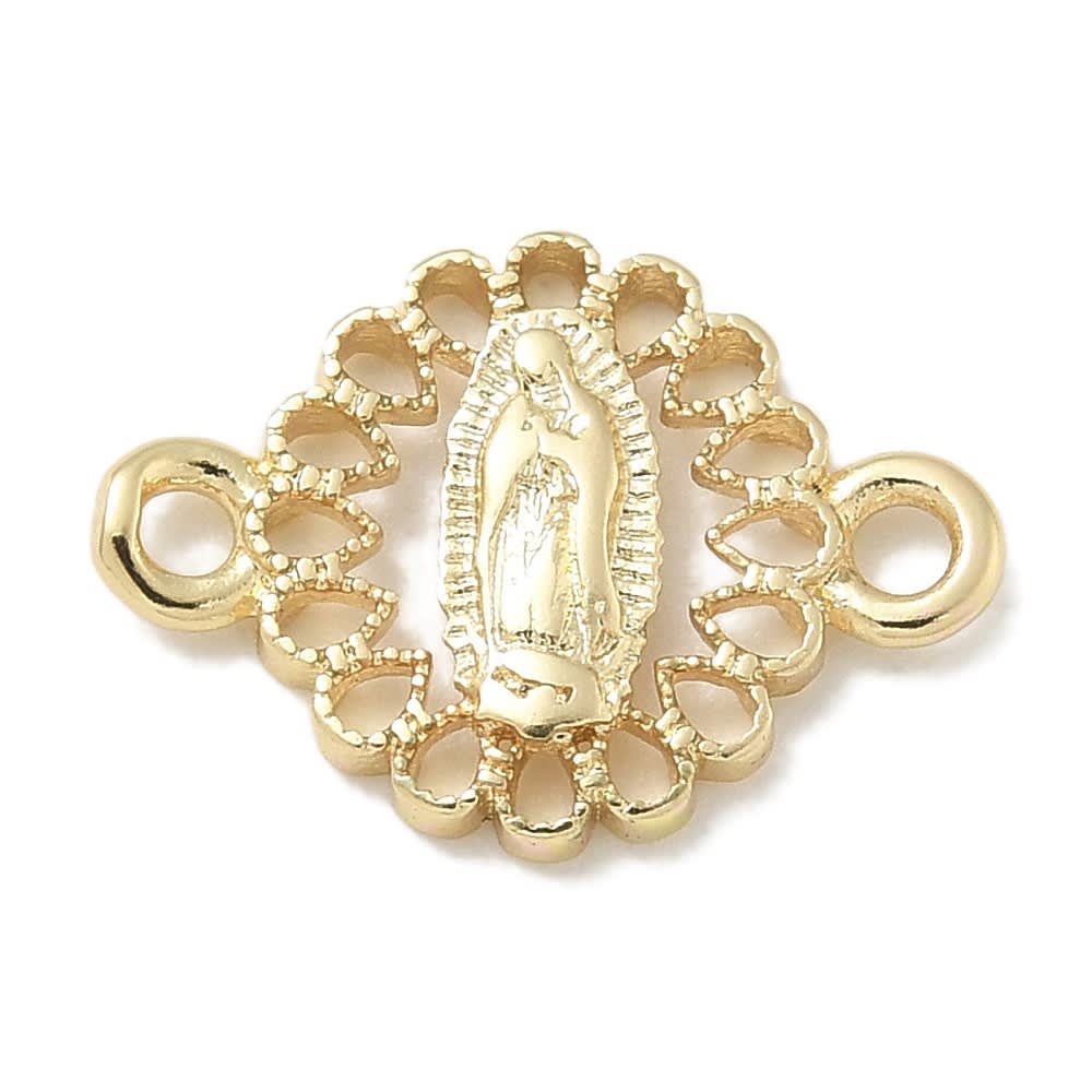 Dije conector virgen guadalupe 14 mm baño oro / unidad1