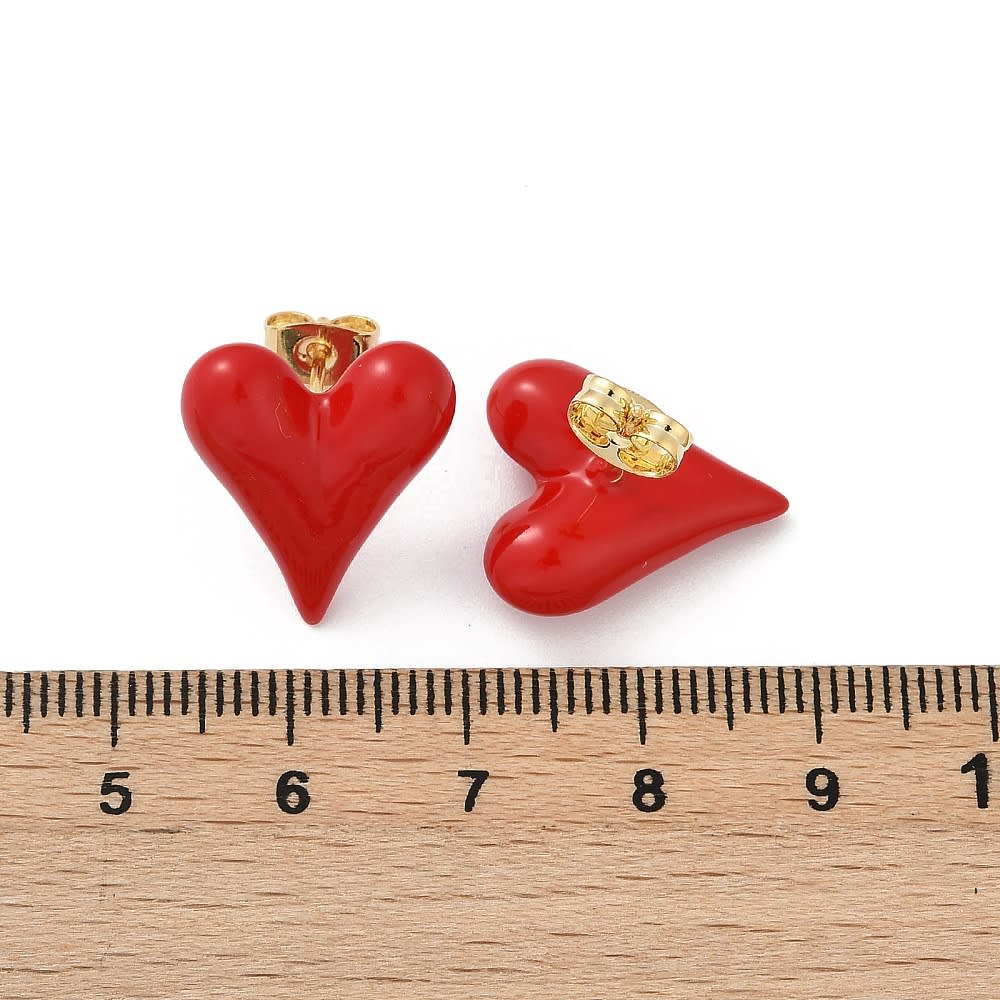 Aros topo topito segunda etapa corazón 18 mm baño oro esmaltado / par2