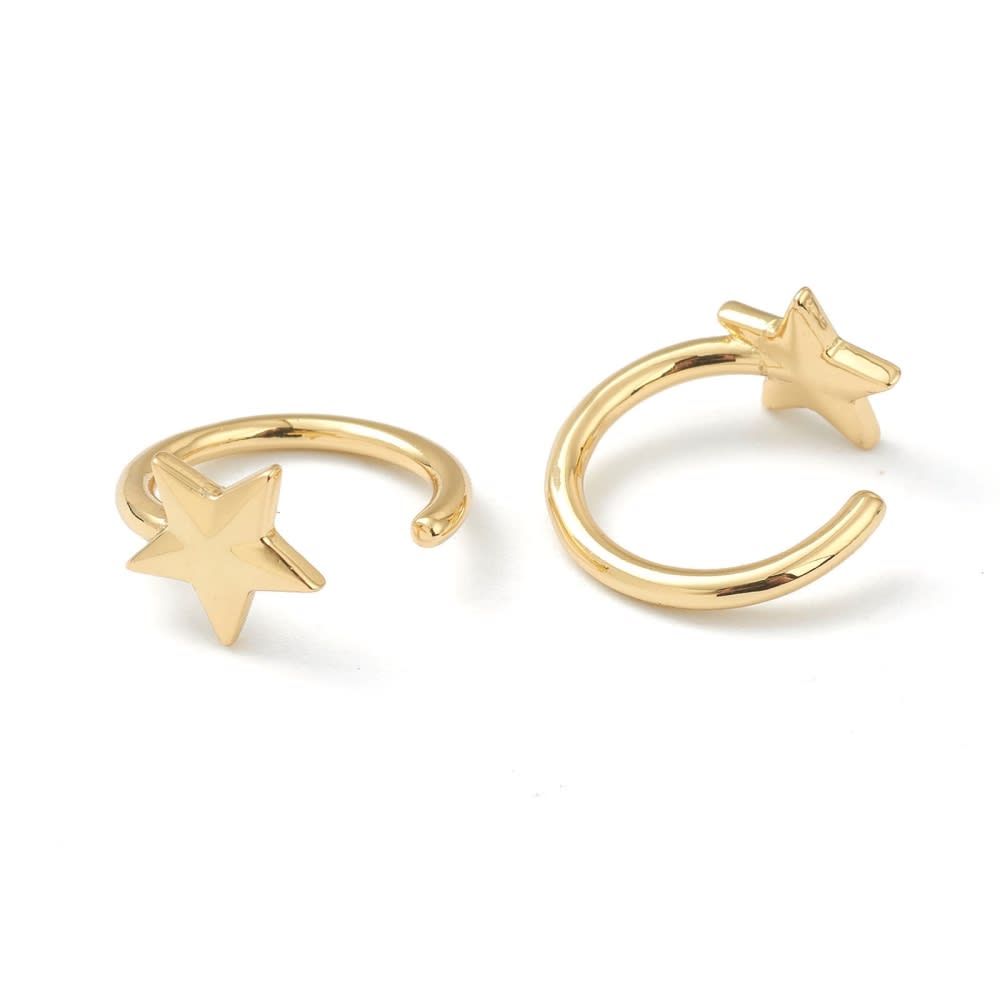 Ear cuff aros solitarios estrella minimalista 15 mm baño oro / unidad2