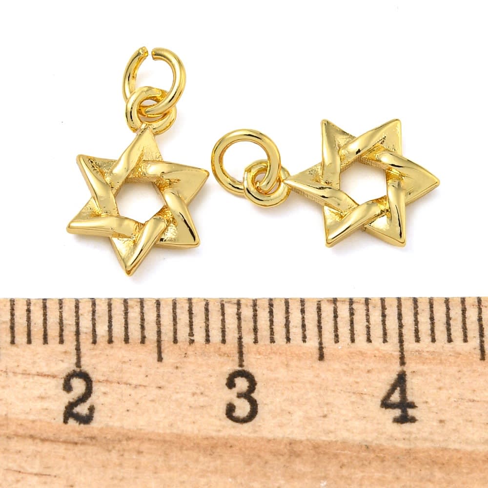 Dije colgante estrella david 12.5 mm baño de oro / unidad3