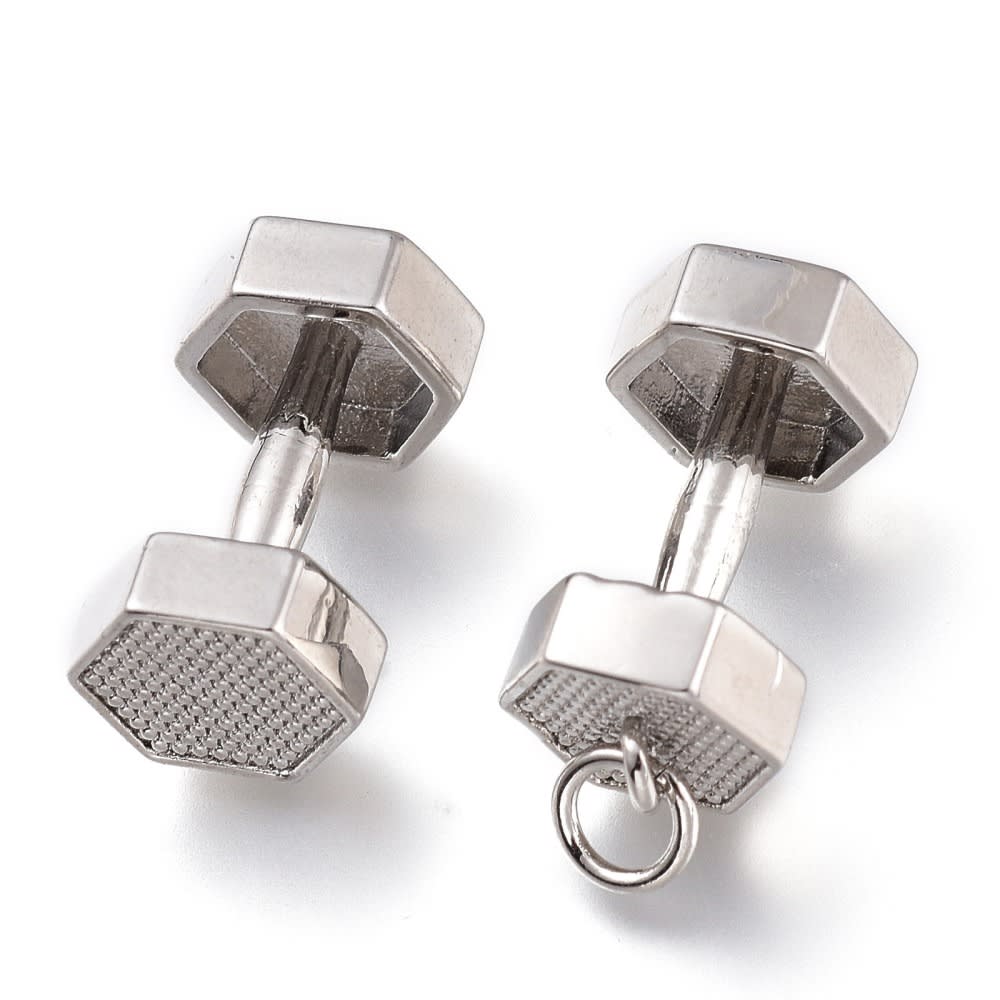 Dije colgante mancuerna pesa gym 18.5 mm dorado platado / unidad3