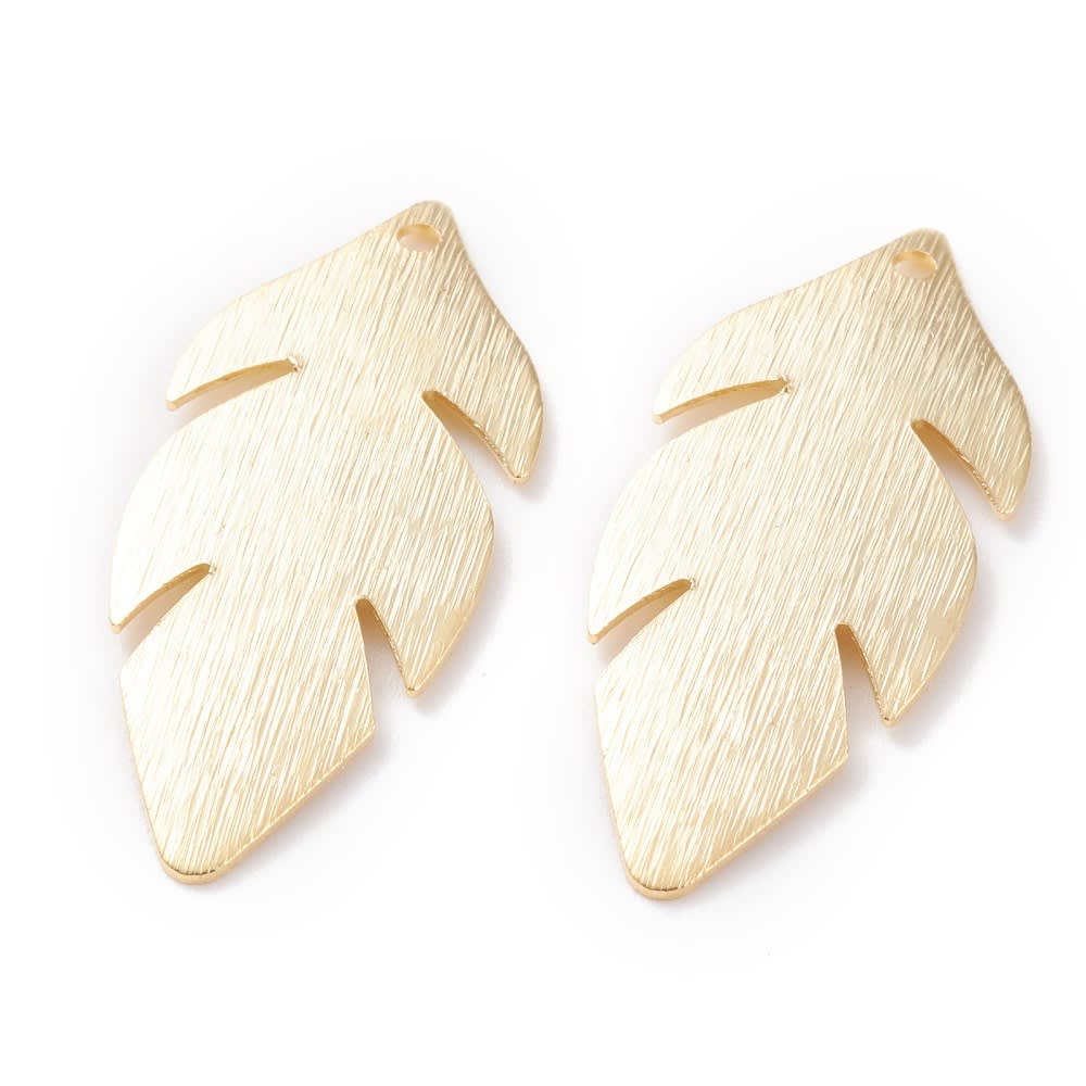 Dije colgante hoja 30 mm baño de oro / unidad3