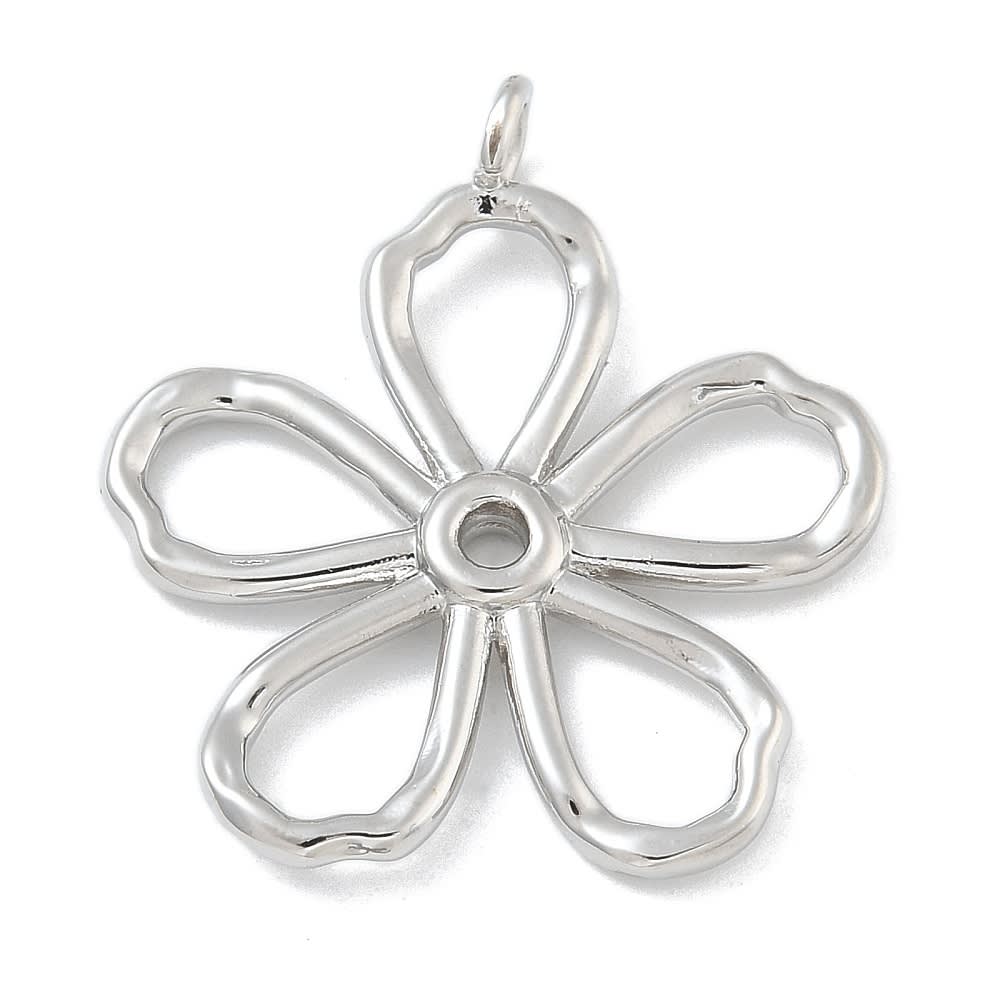Maxi Dije colgante silueta flor 28.5 mm baño oro platino / unidad4