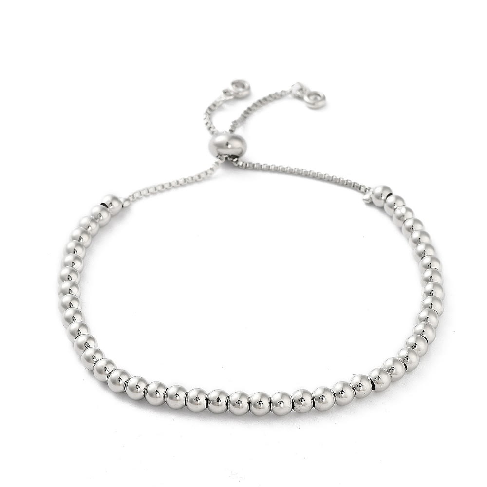 Pulsera ajustable balines 4 mm baño platino / unidad1