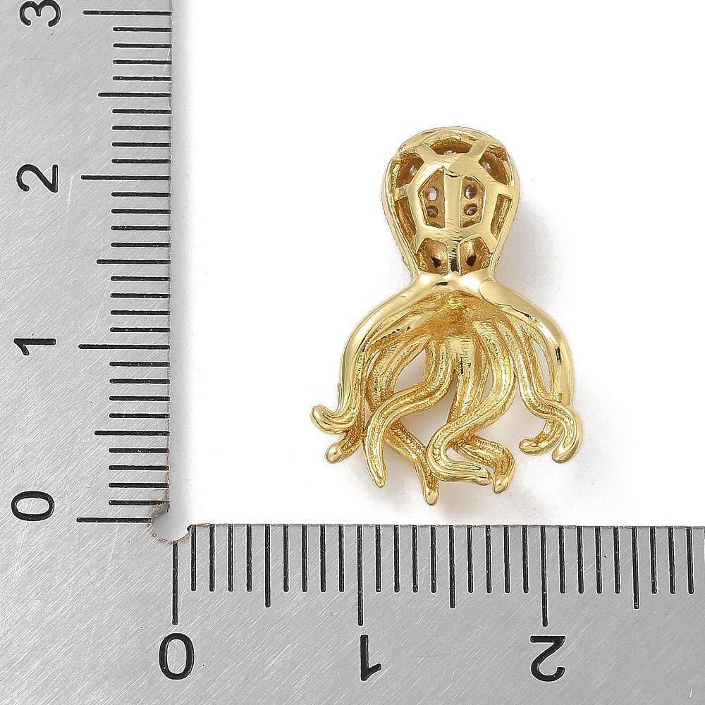 Dije pasador pulpo 21.5 mm zircón baño de oro / unidad3