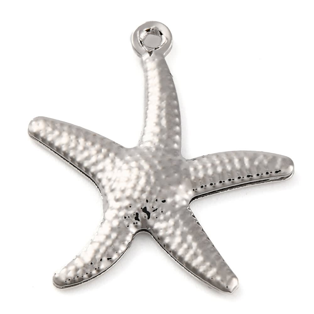 Dije colgante estrella de mar 22 mm baño oro platino / unidad3
