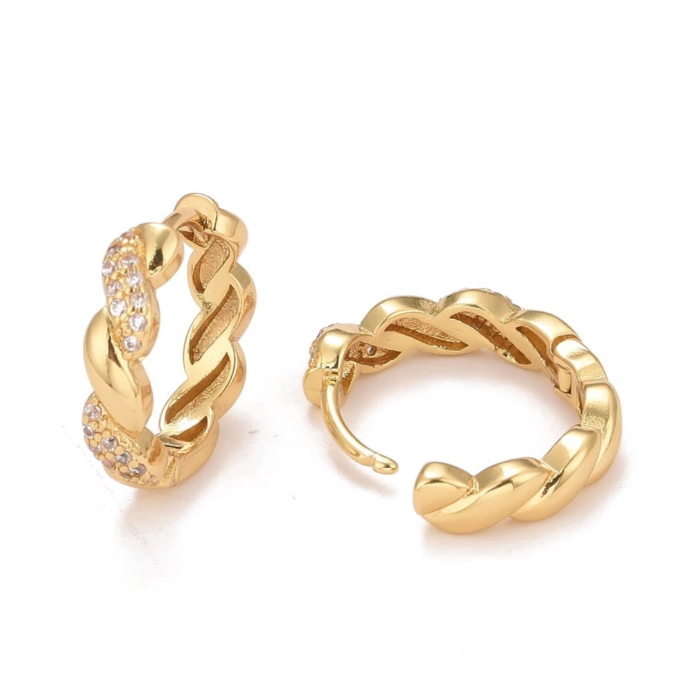 Aros argollas aretes baño de oro torneadas elegante / par2