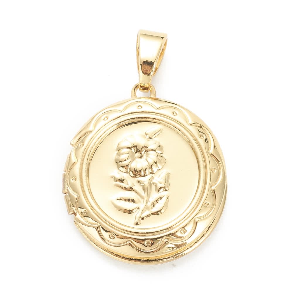 Relicario foto portafoto locket rosa redondo baño oro platino / unidad5