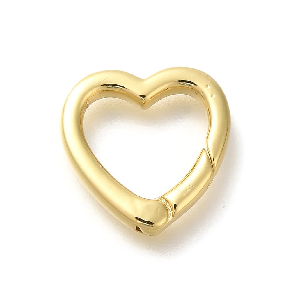 Broche corazón anillo cerrado con cierre resorte 15.5 mm baño oro / unidad2