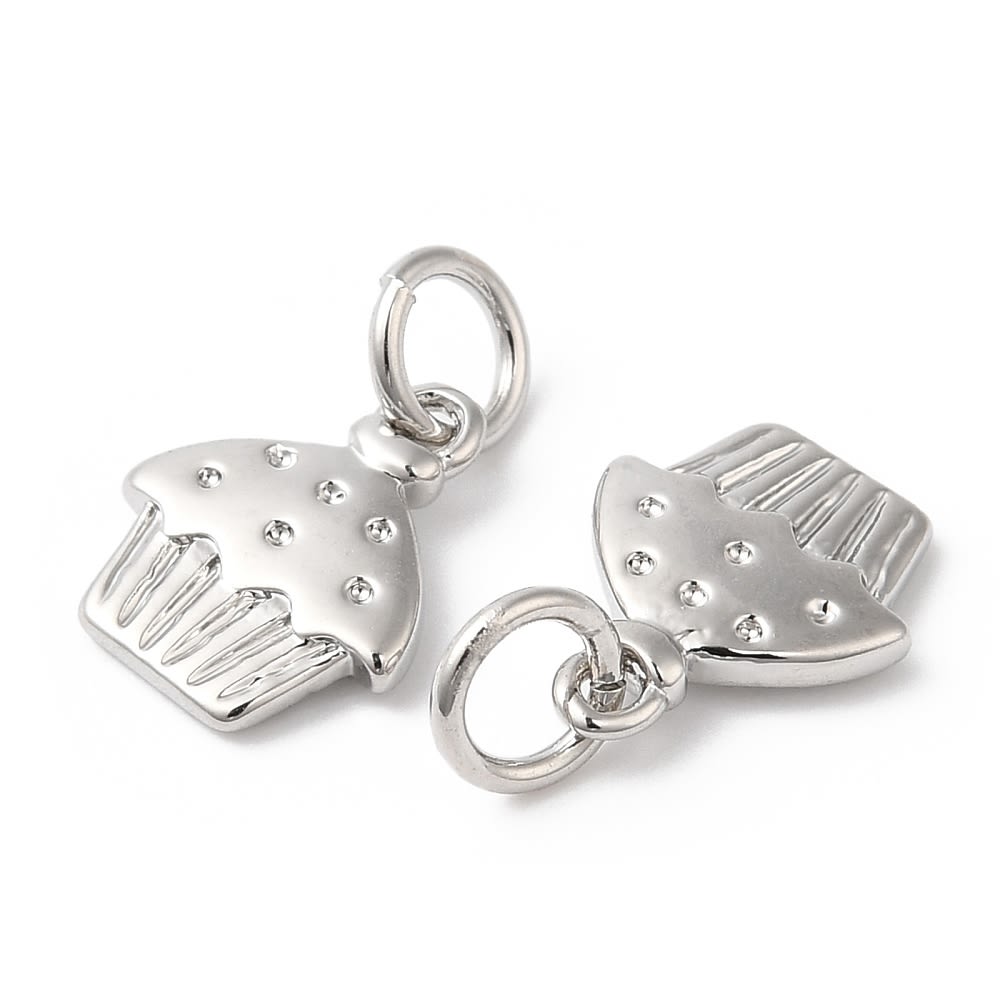 Dije colgante cupcake magdalena 11 mm baño de oro / unidad4