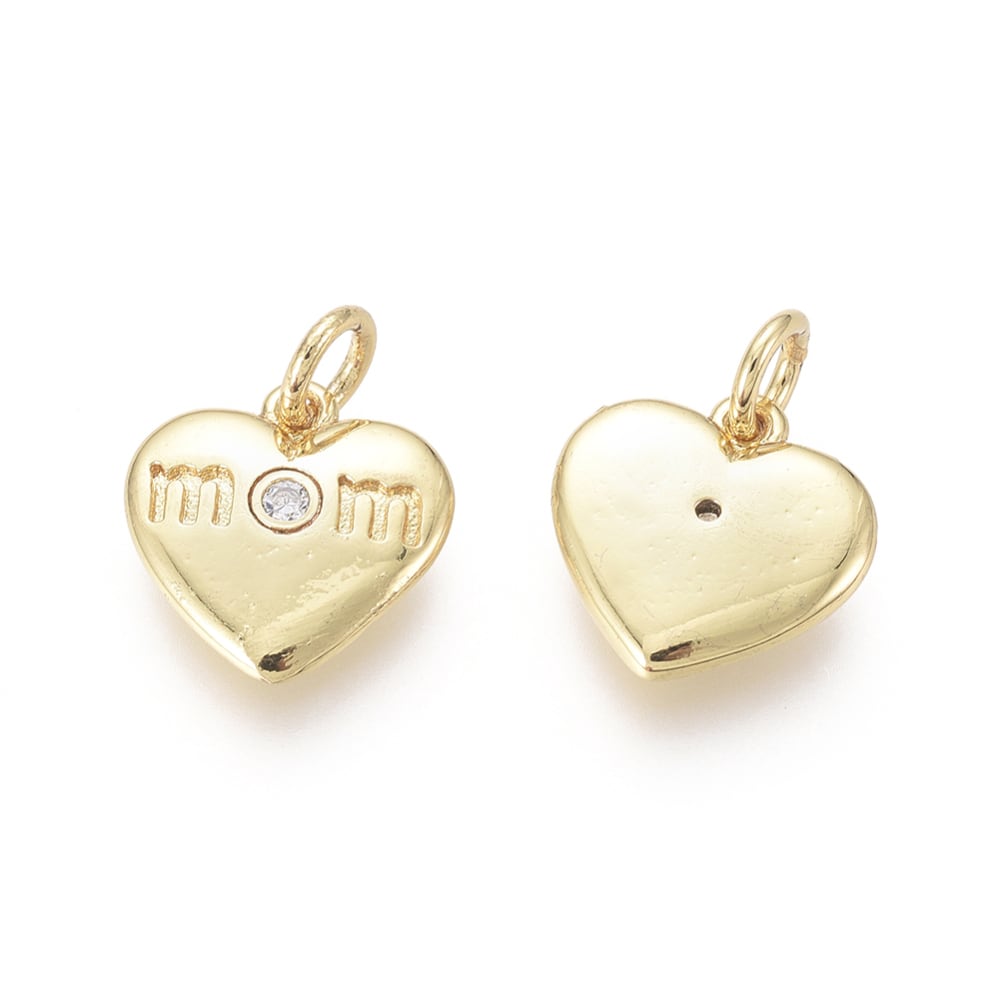 Dije colgante mom heart corazón baño de oro / unidad1