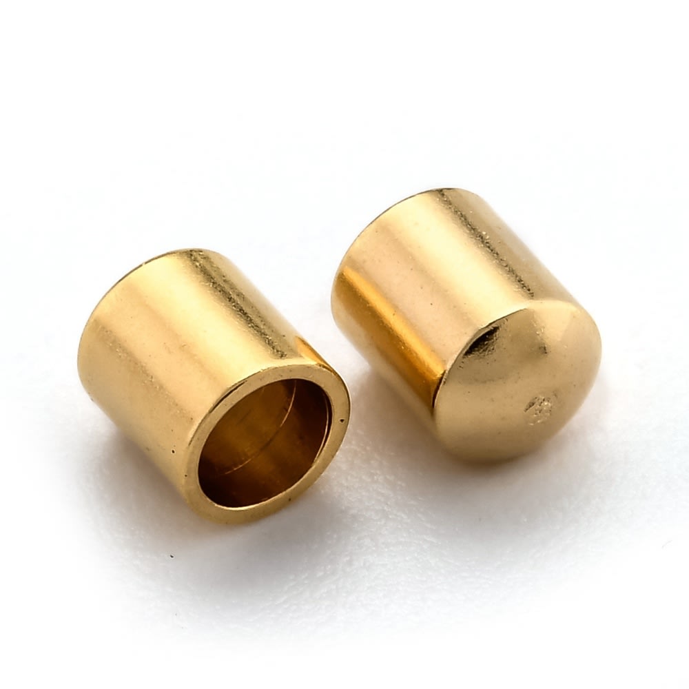 Terminal campana tapa cuero 5x4 mm baño de oro / par2