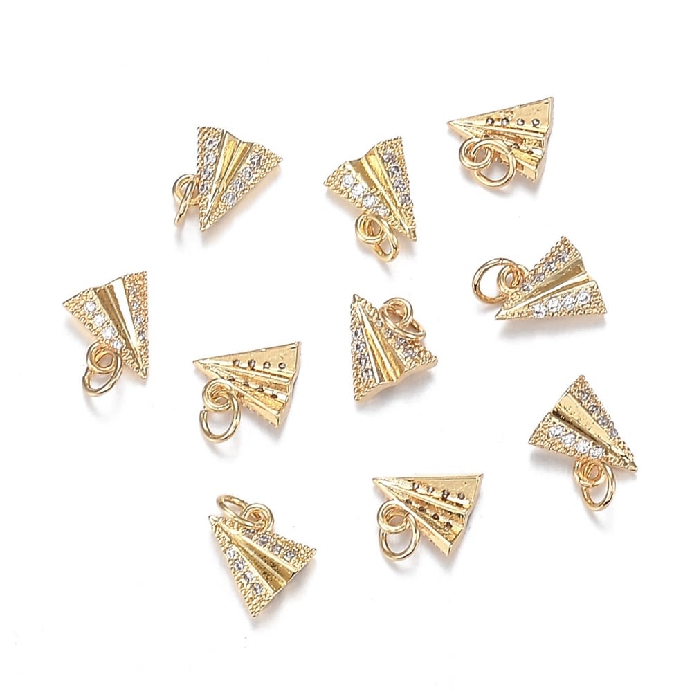 Dije colgante avión de papel 7.5x6.7 mm zircón / unidad1