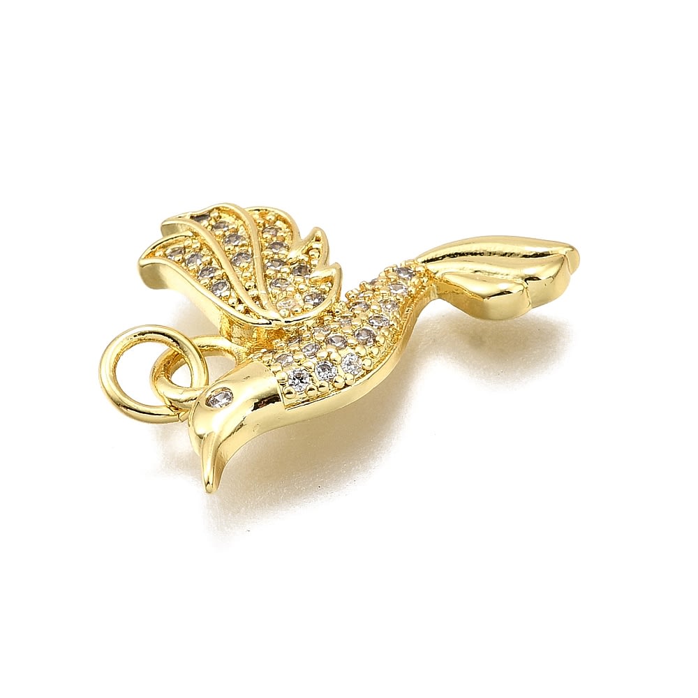 Dije colgante ave colibrí 20.5 mm baño oro / unidad2