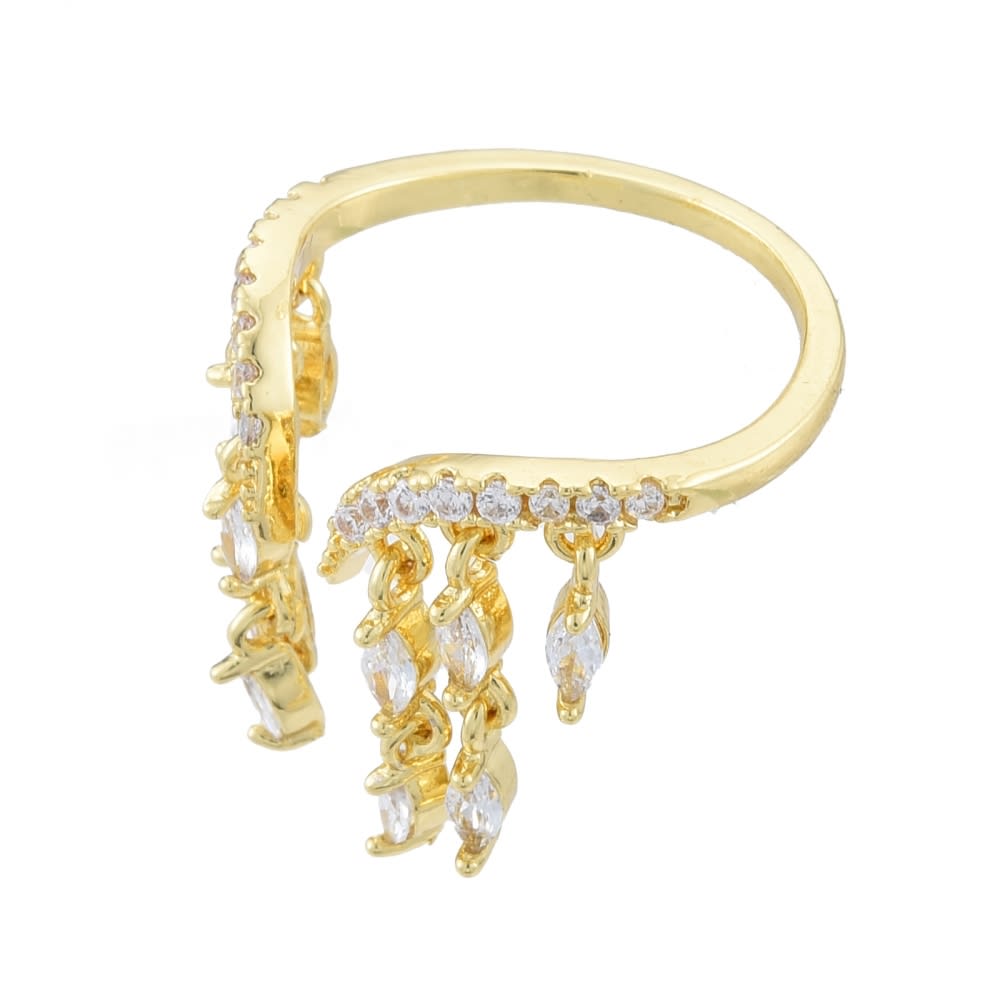 Anillo ajustable colgantes ojo de caballo zircón baño de oro / unidad2