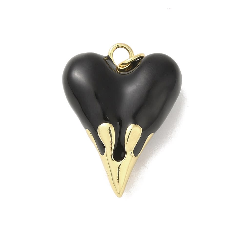 Dije colgante corazón alargado esmaltado 24.5 mm baño oro / unidad4
