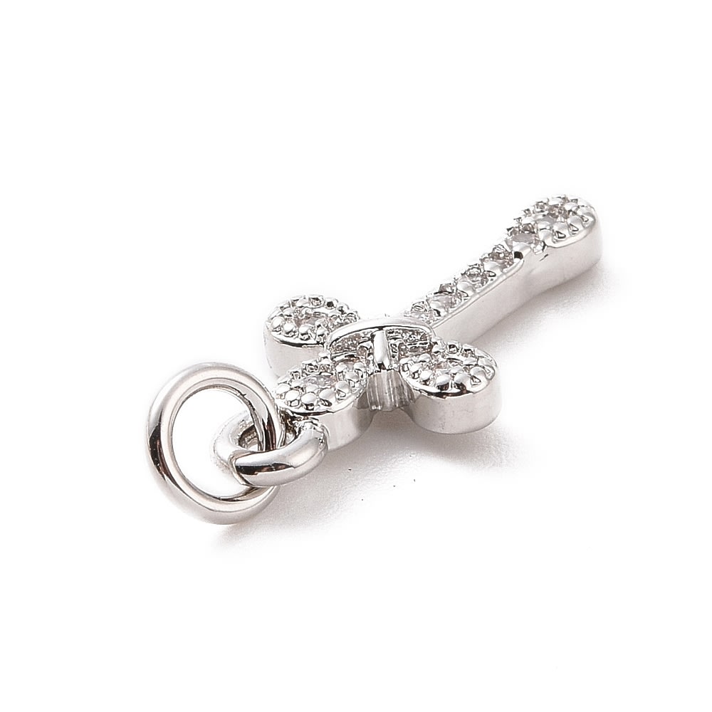 Dije colgante cruz zircones 15.5 mm baño oro / unidad6