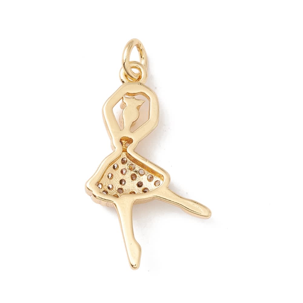 Dije colgante bailarina ballet 25.5 mm baño oro / unidad2