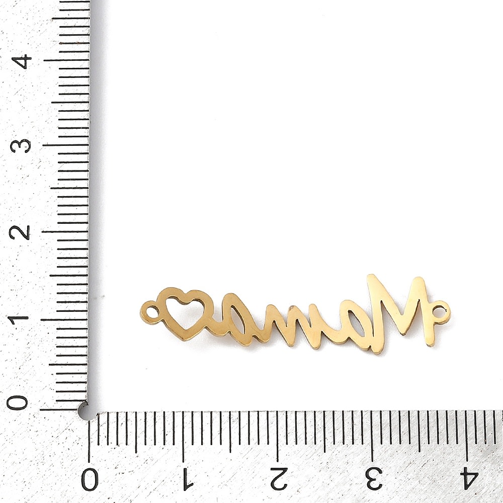 Dije conector palabra mamá corazón 33.5 mm acero / unidad3