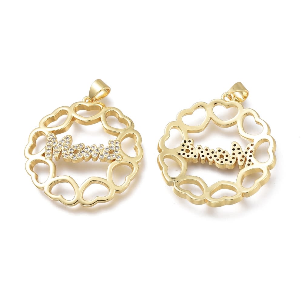 Dije colgante corazones mamá baño oro / unidad1