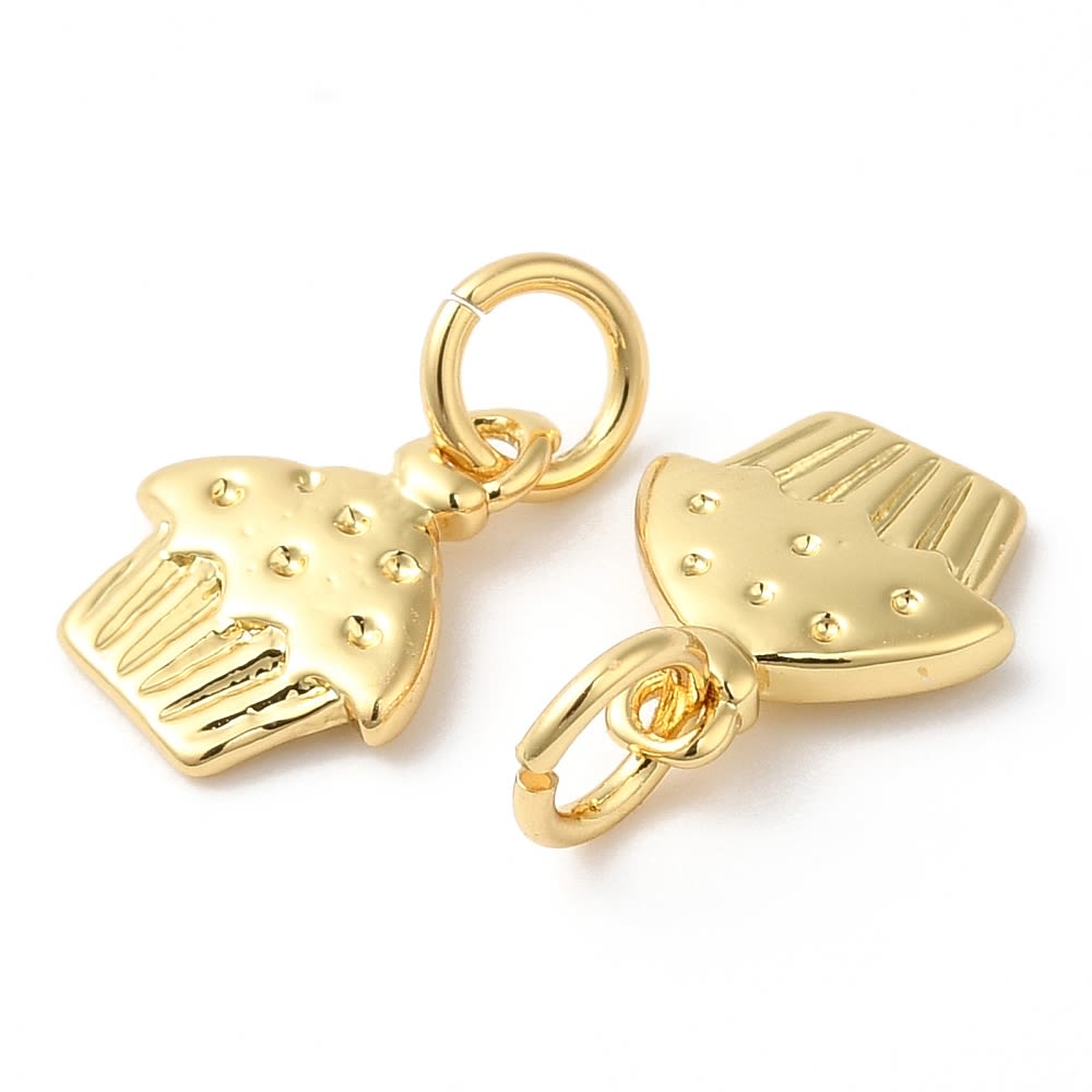 Dije colgante cupcake magdalena 11 mm baño de oro / unidad3