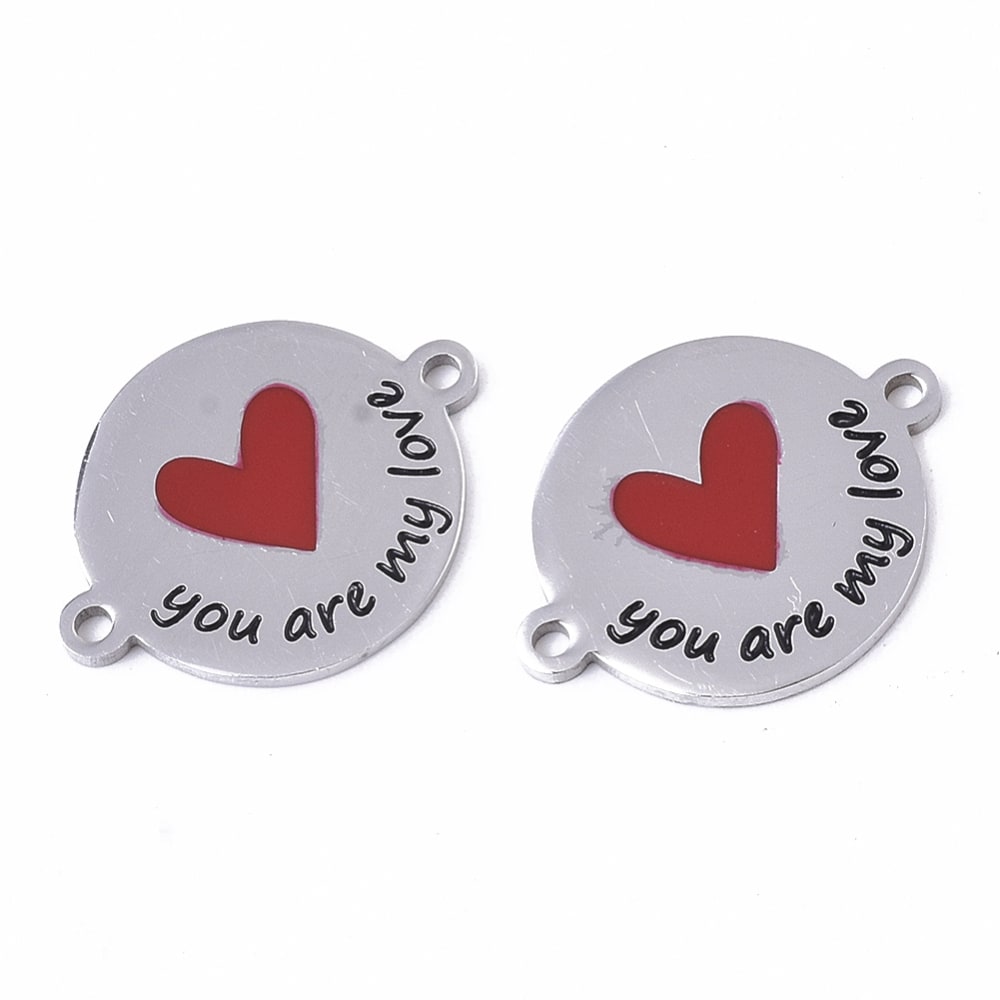 Dije conector pareja amor love corazón acero / unidad1