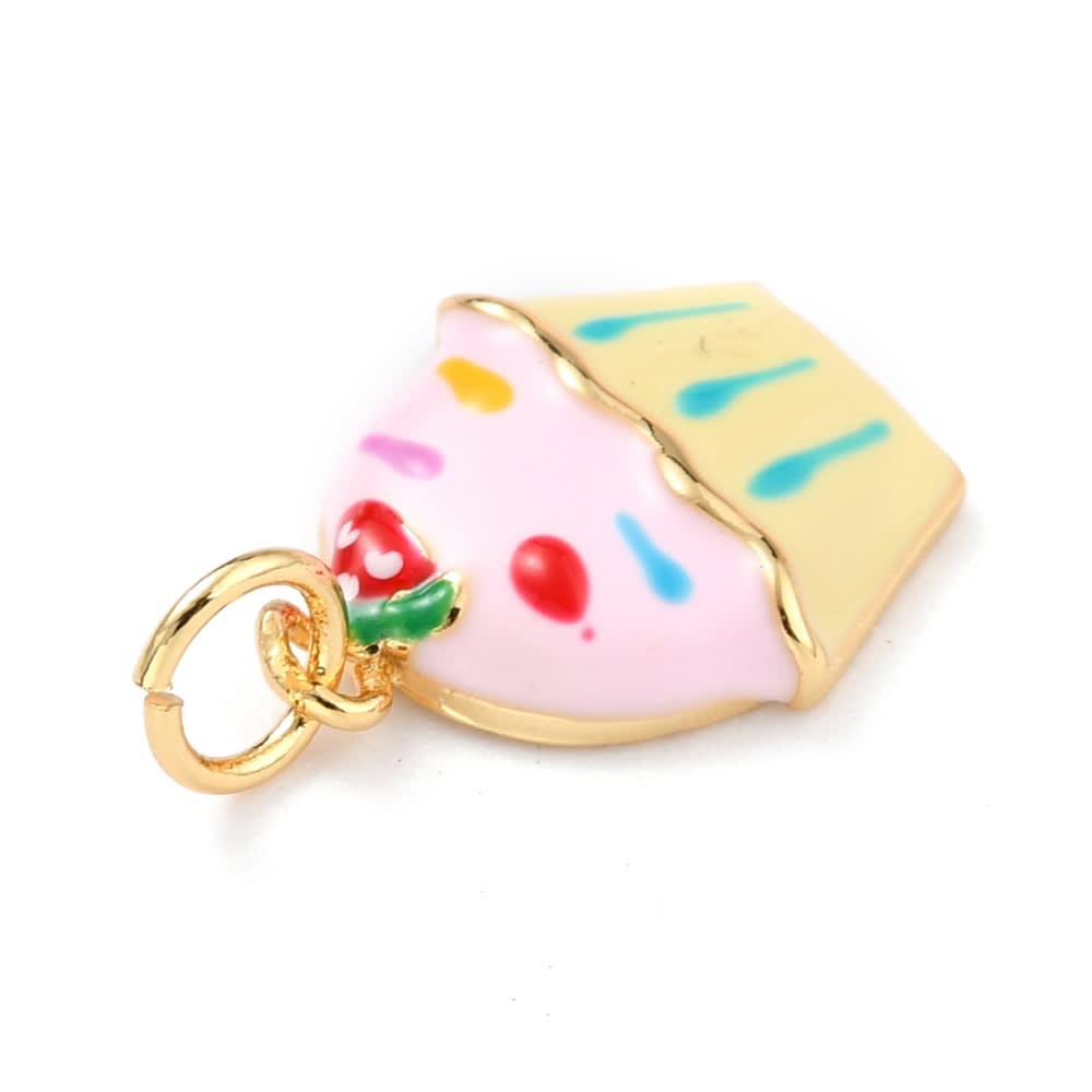 Dije colgante esmaltado cupcake magdalena baño oro / unidad2