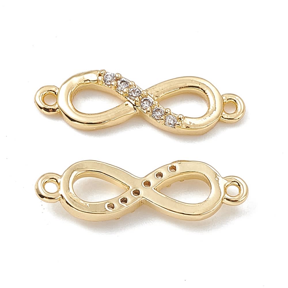 Dije conector infinito dorado plateado zircón / unidad5