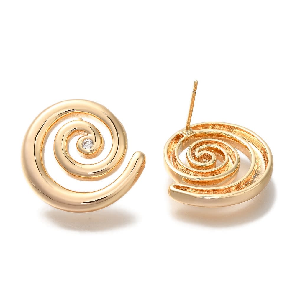 Aros topo topito caracol espiral 20 mm baño oro platino / par4