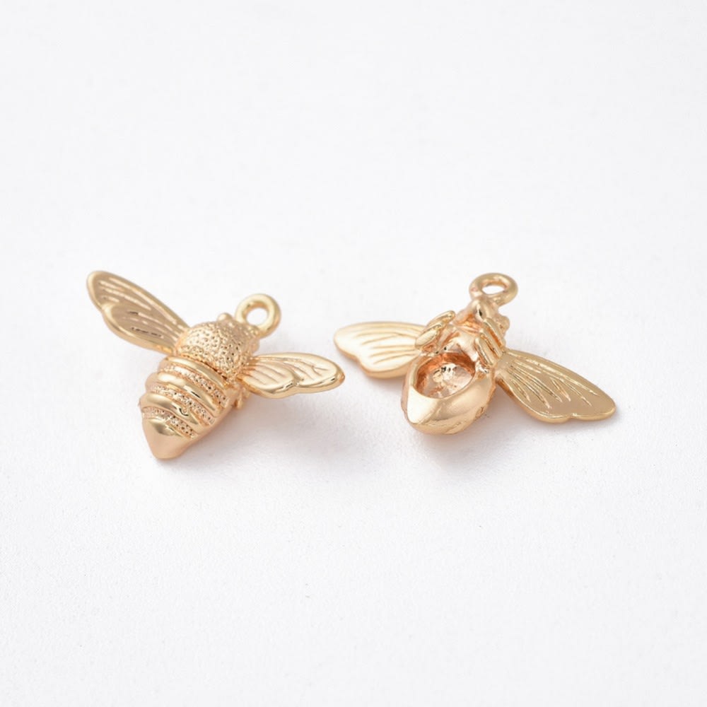 Dije colgante abeja 11.5 mm baño de oro / unidad2