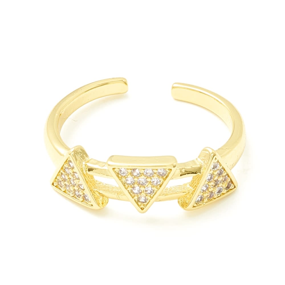 Anillo ajustable triángulos baño de oro / unidad1