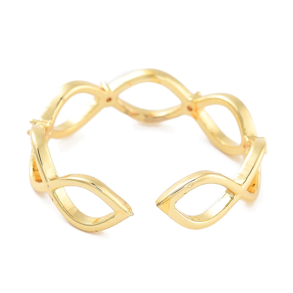 Anillo ajustable silueta ojo de caballo zircón baño de oro / unidad3