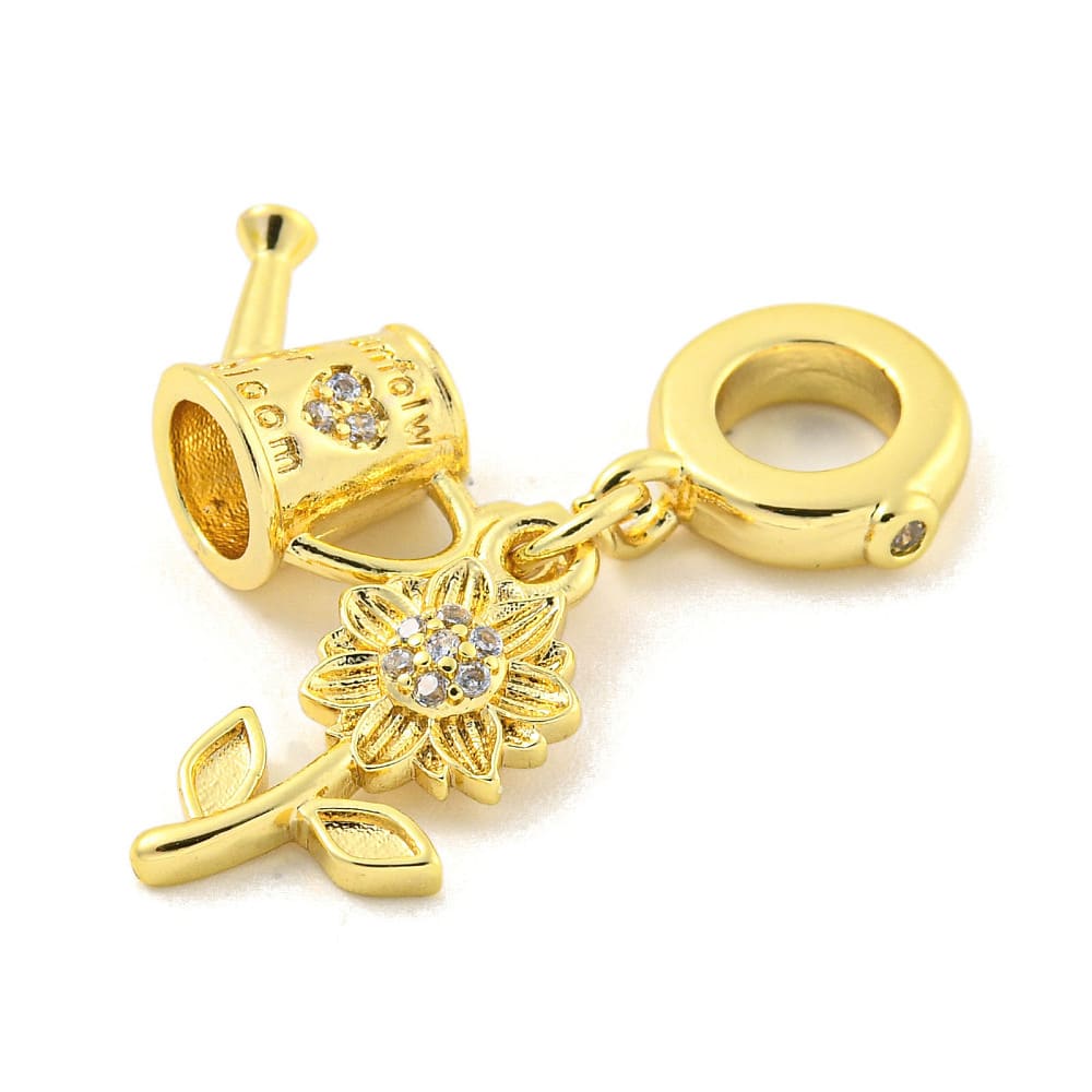 Colgante europeo charm flor regadera zircón baño de oro / unidad2