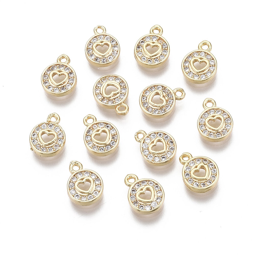 Dije colgante mini baño de oro zircón / unidad3