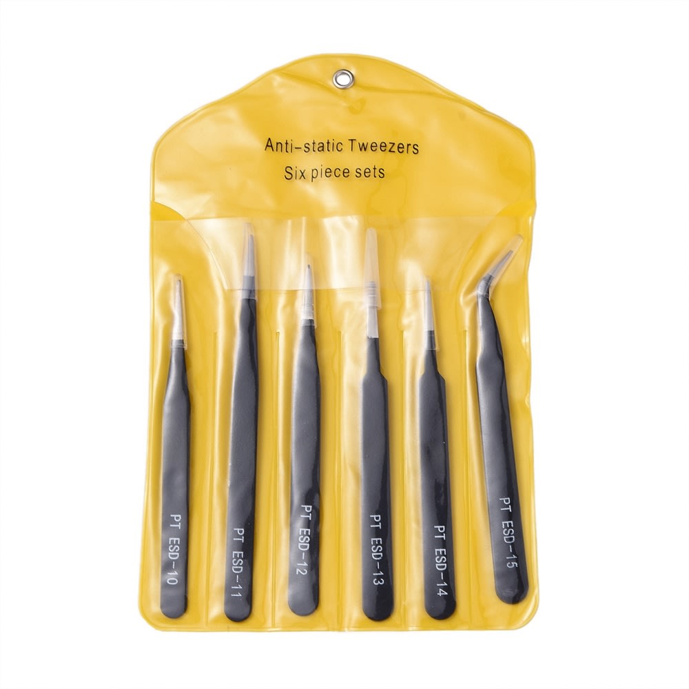Set de 6 pinzas hierro antiestáticas / set2