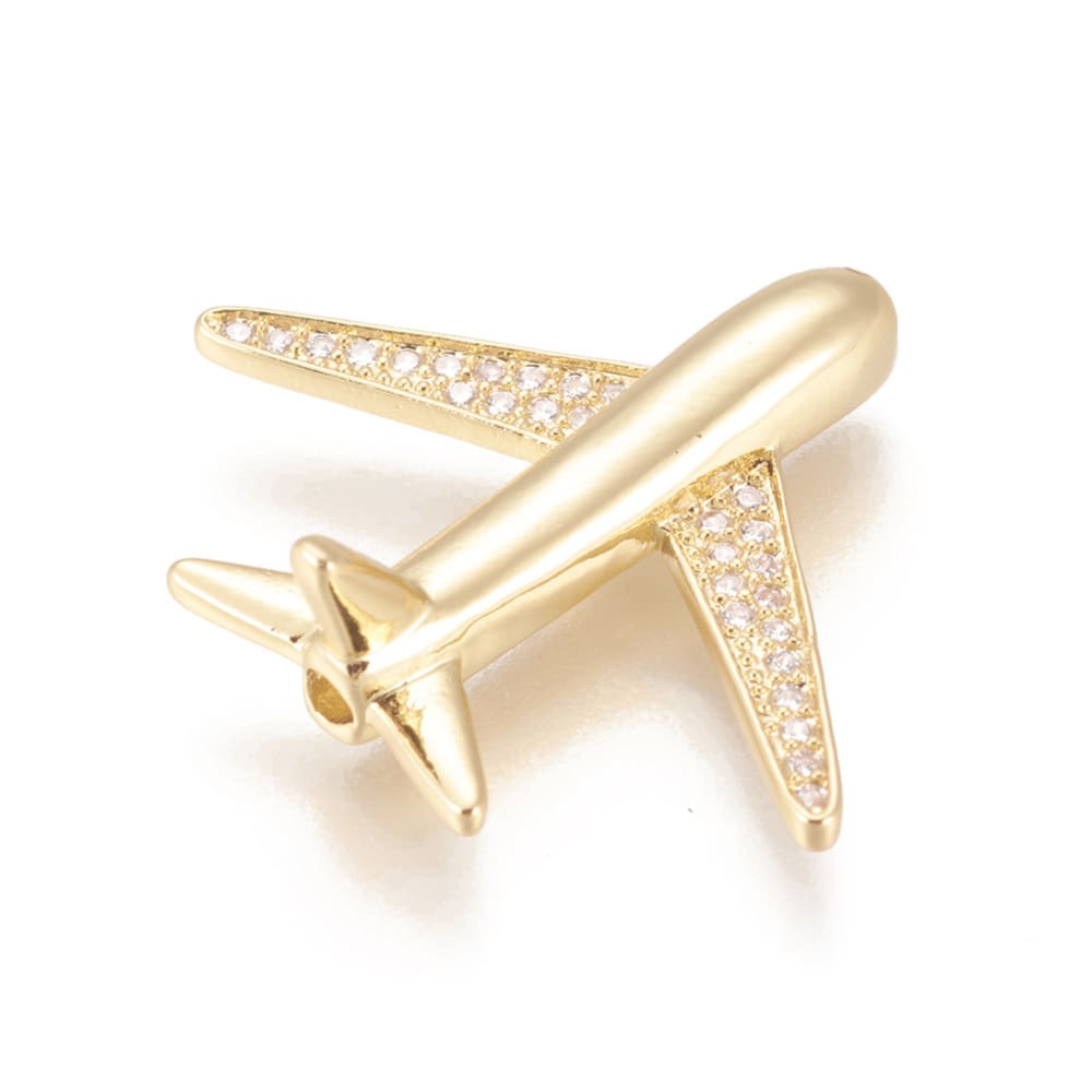 Dije pasador avión 26.5 mm baño de oro / unidad2