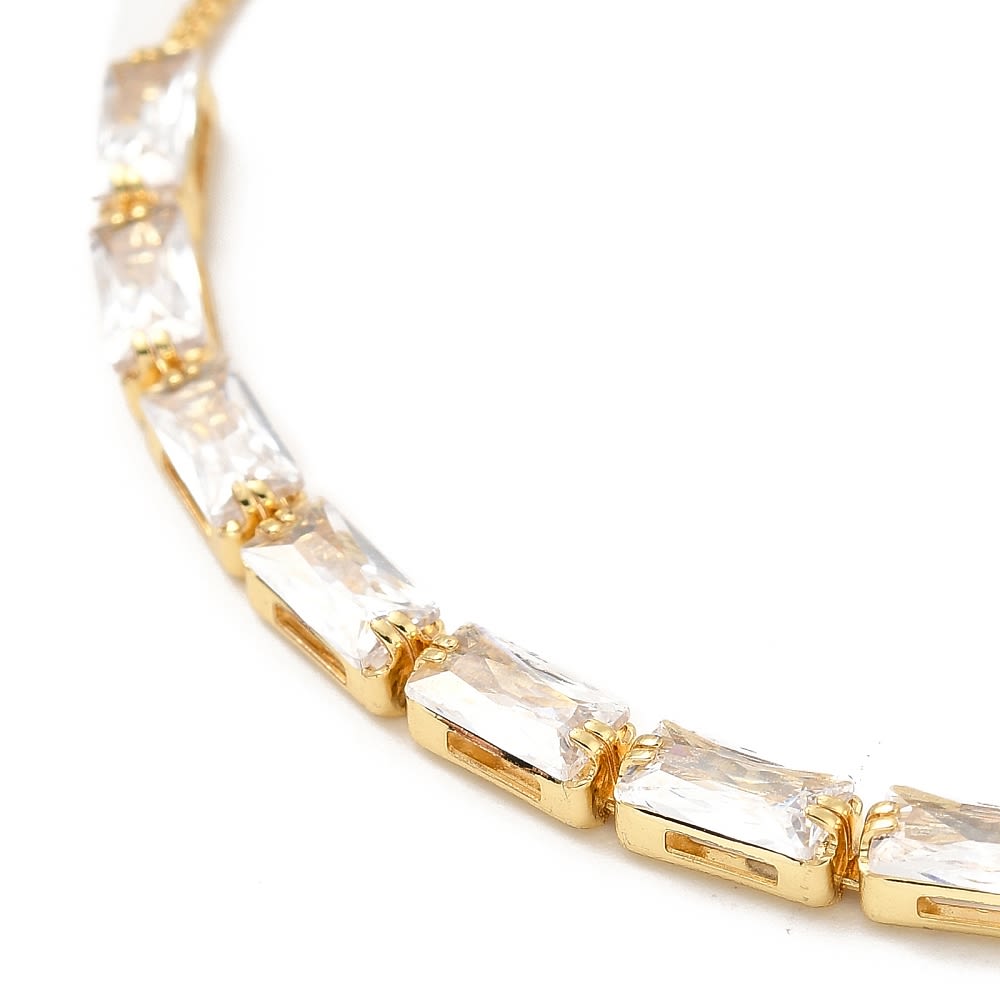 Pulsera ajustable de zircón rectangular baño de oro / unidad2