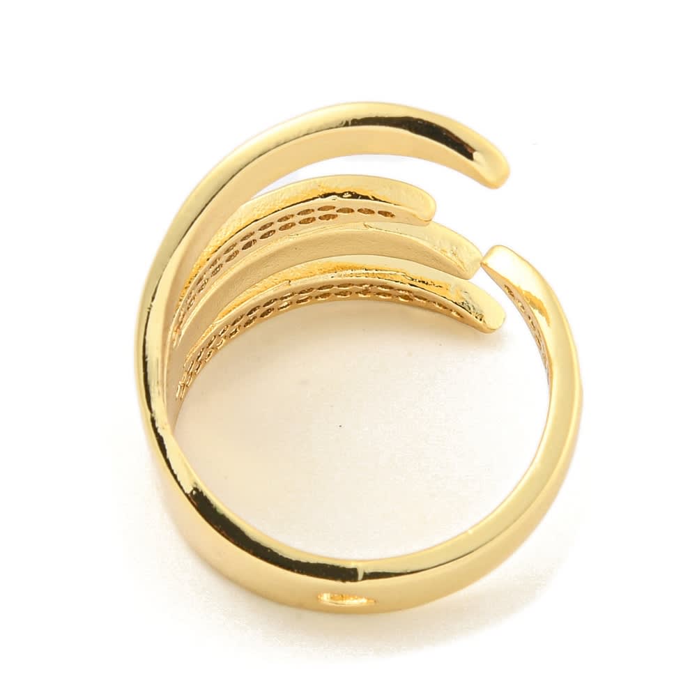 Anillo ajustable líneas zircón baño de oro / unidad3