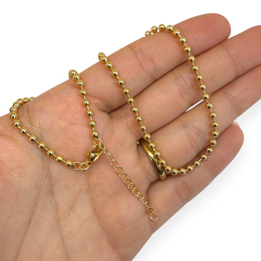 Cadena armada militar balin 3 mm baño de oro / unidad3