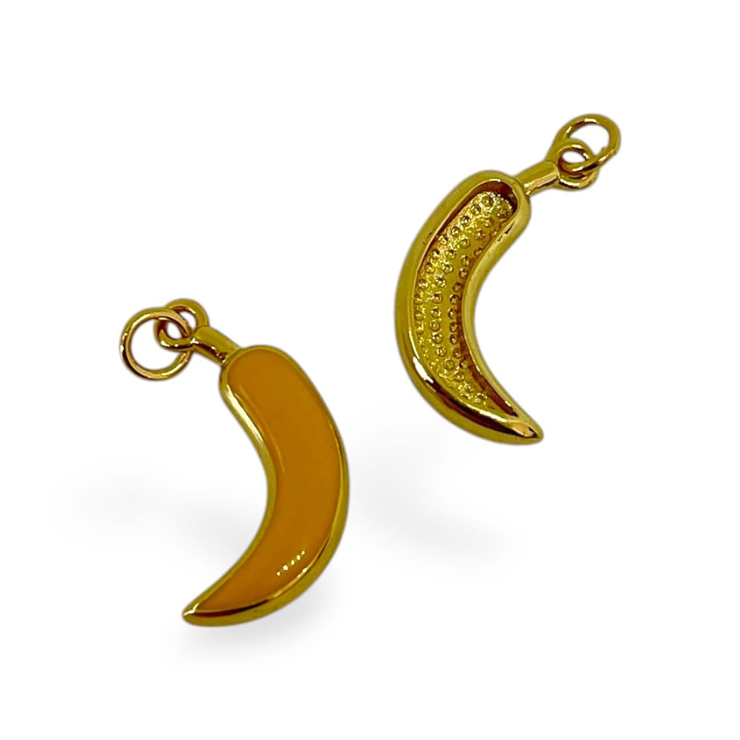 Dije colgante esmaltado banana plátano 22x12 mm baño de oro / unidad2
