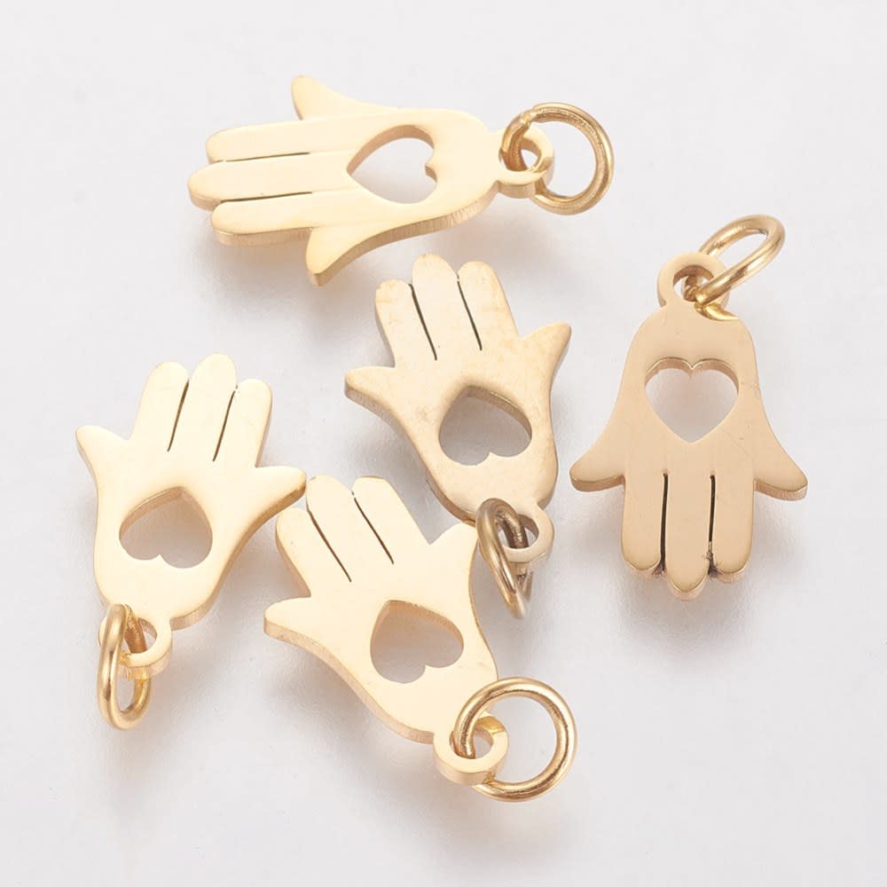 Dije colgante hamsa mano fatima ohm protección acero / unidad2