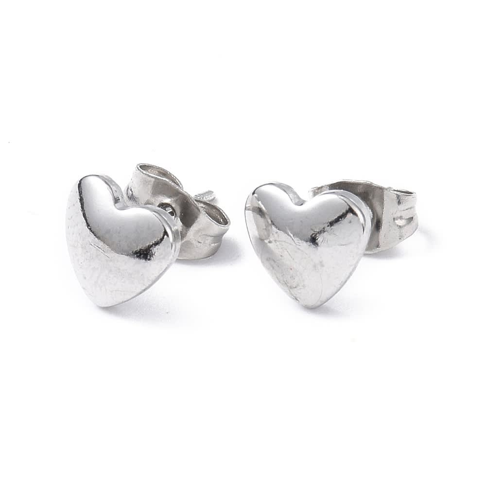 Aros topo topito segunda etapa corazón 8 mm acero / par2