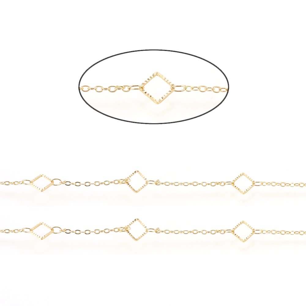 Cadena con figura rombo estrella corazón conector baño de oro / metro2