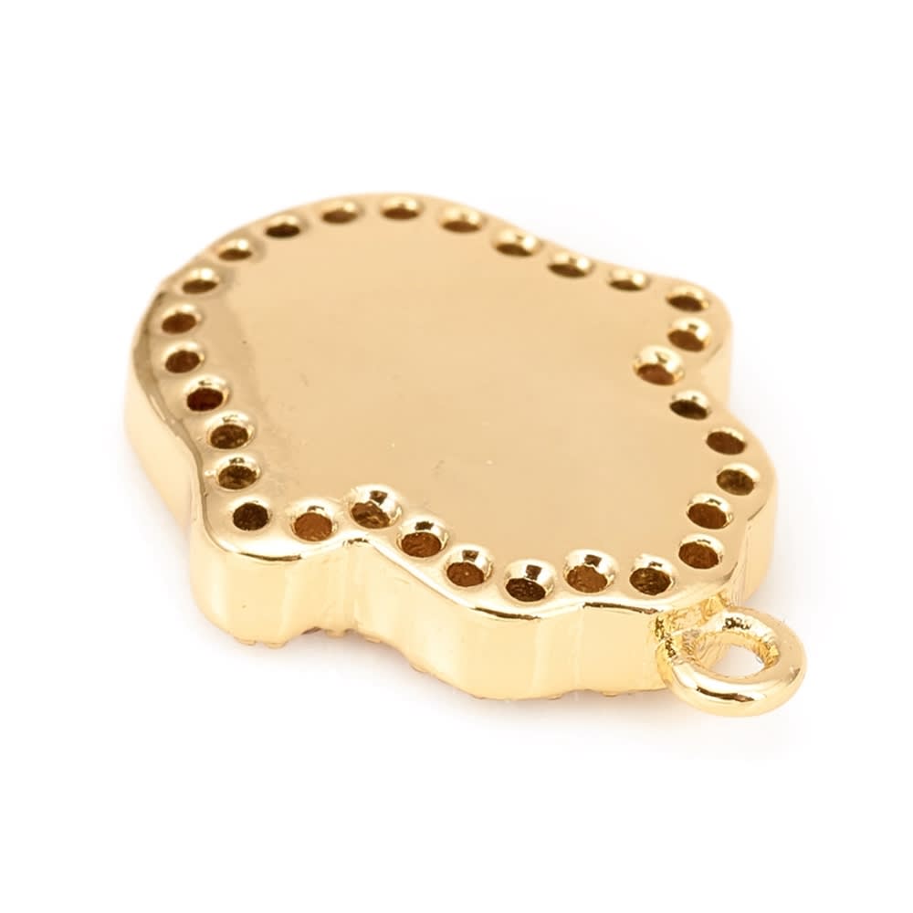 Dije colgante esmaltado hamsa mano fatima baño de oro / unidad3